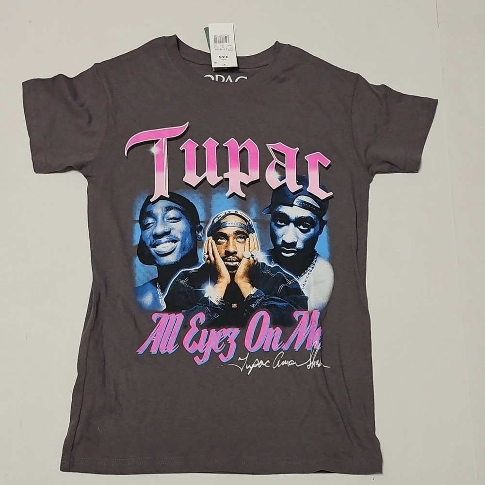 NWT 2PAC Tupac Women's Graphic T-Shirt Grey Size XXS